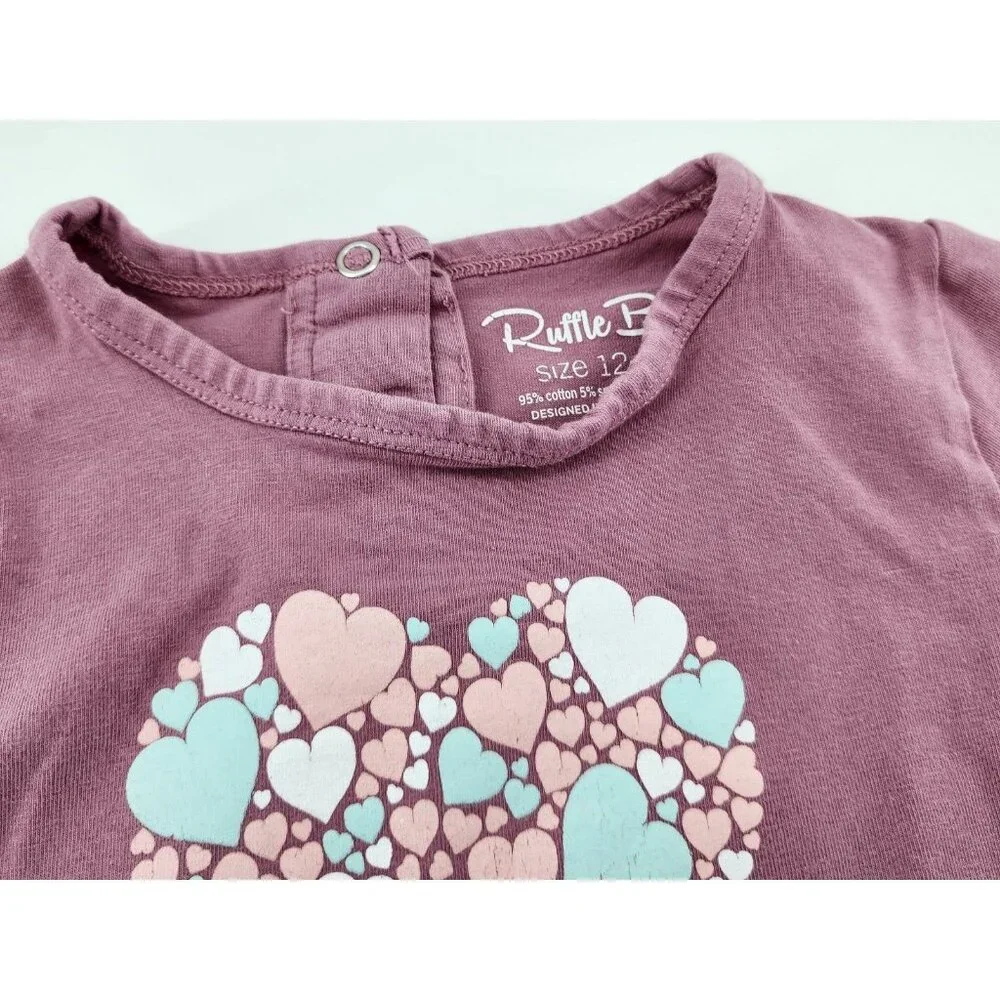 Ruffle Butts Baby Girls Long Sleeve Tee Shirt Top‎ Pink 
